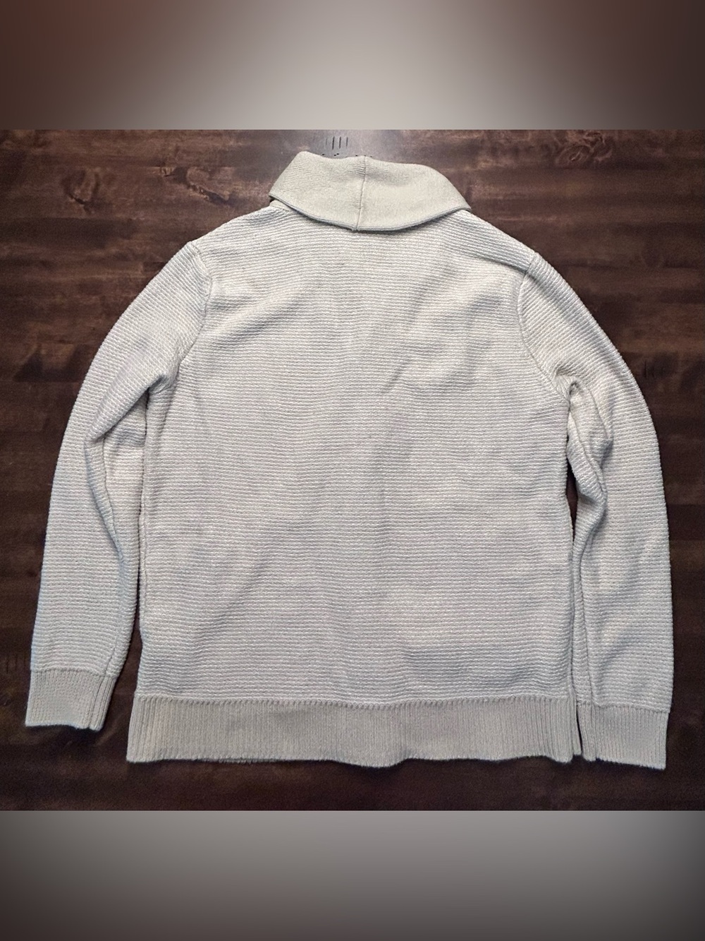 Marine Layer Shawl Nate Cardigan Sweater Soft Knit Cotton Beige Blue Sz Medium - Picture 5 of 9